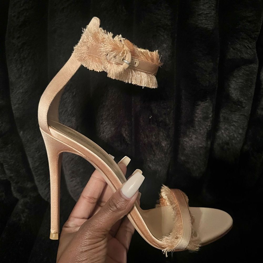 Gianvito Rossi Fringe Satin Heels